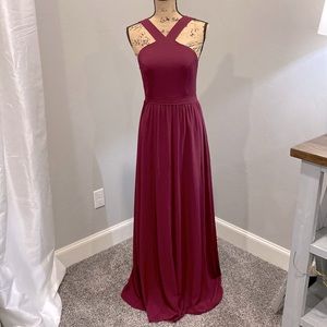 Lulus A-Line Floor Length Dress, Size Medium, Maroon in color.